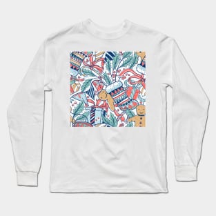 Christmas gingerbread pattern Long Sleeve T-Shirt